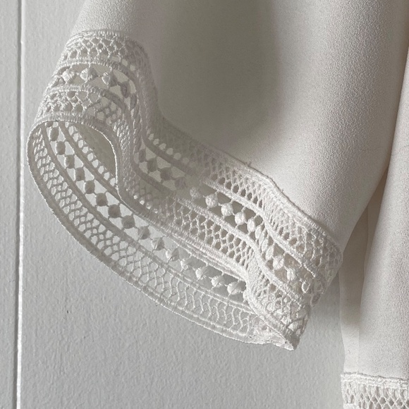ZARA women white short sleeve peplum blouse with lace detail size S - Picture 6 of 7
